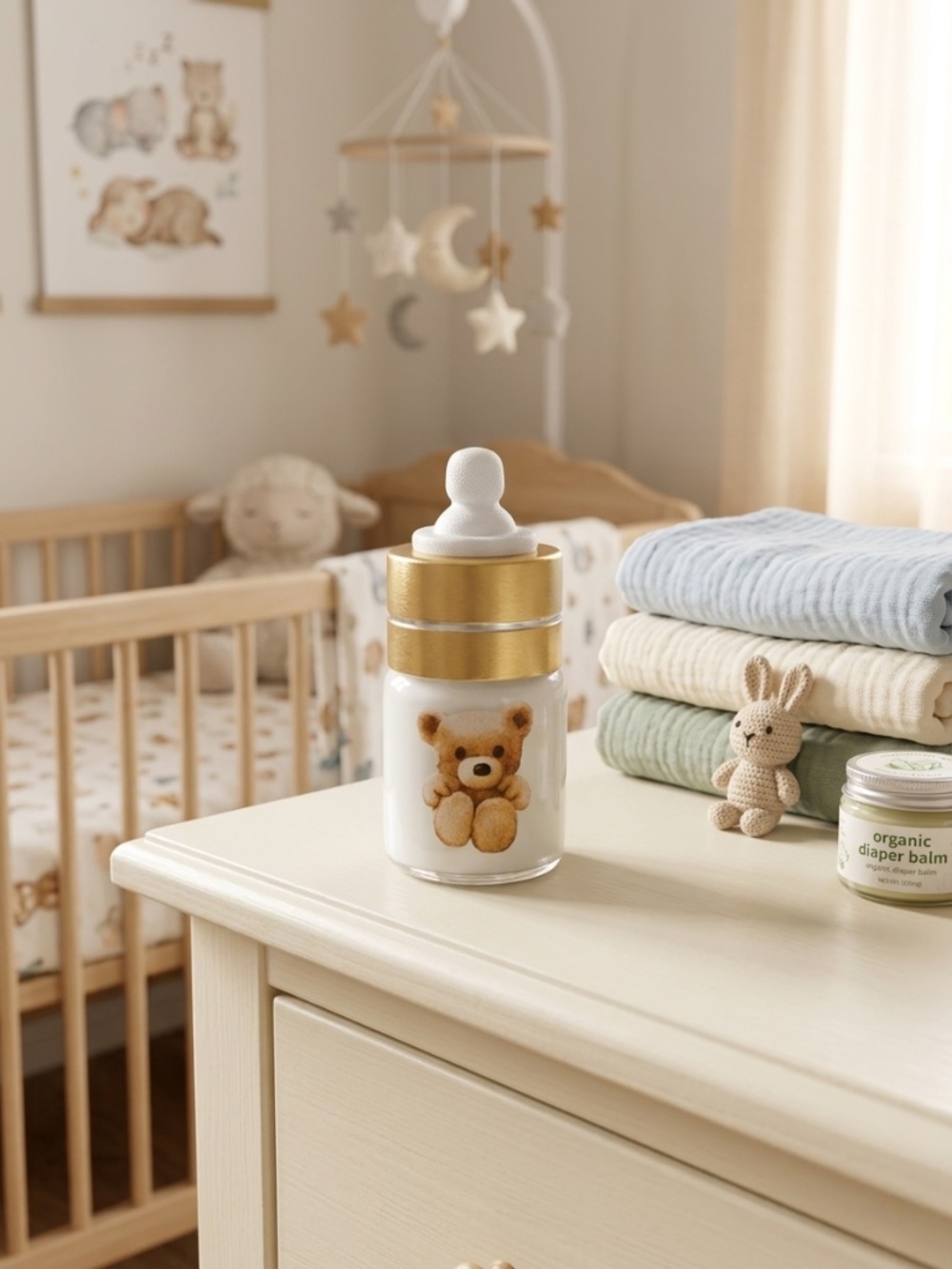 Teddy Bear Micro Baby Doll Glass Bottle